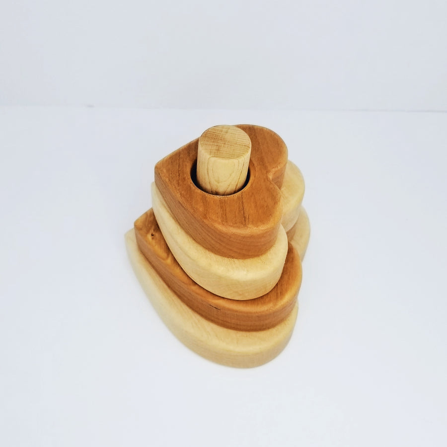Small stacking toy with 4 layers shaped like hearts
