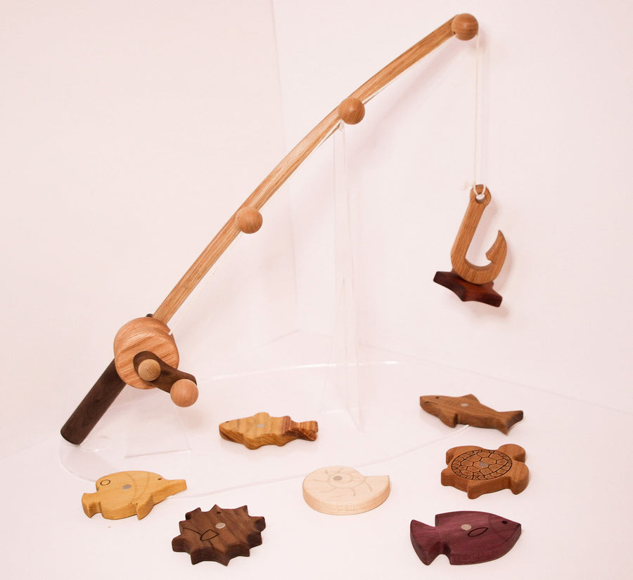 Wooden Magnetic Fishing Pole and Fish Set: Pre-Order – Wild Oak Co.